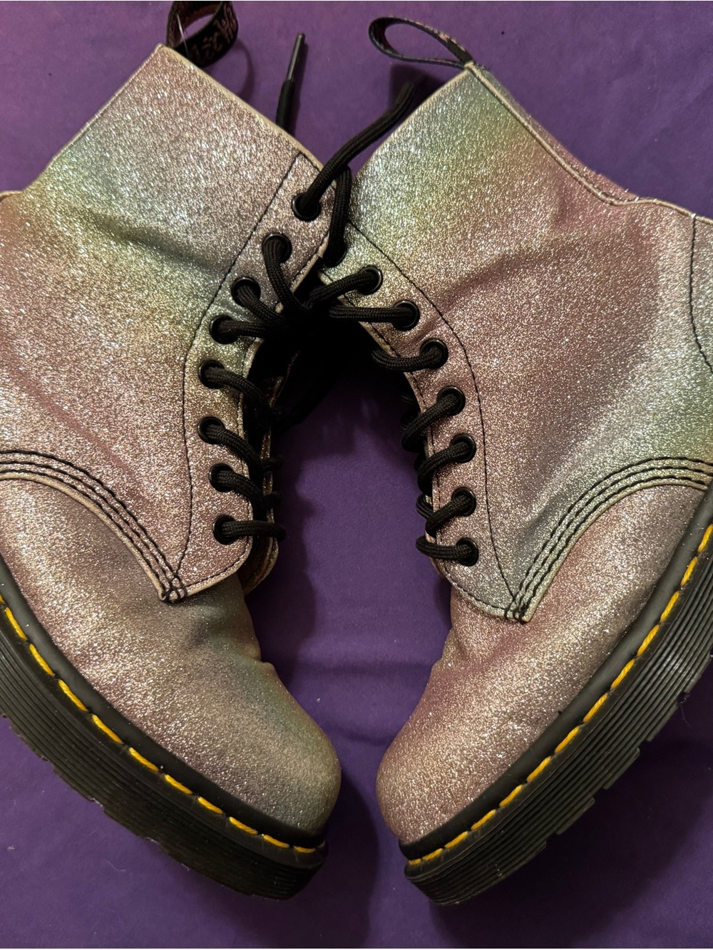 EUC Dr Martens 1460 Pascal Rainbow Glitter Boots Women’s 6